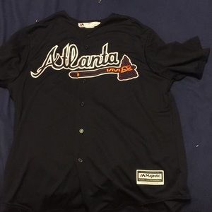 Navy blue Atlanta braves baseball jersey